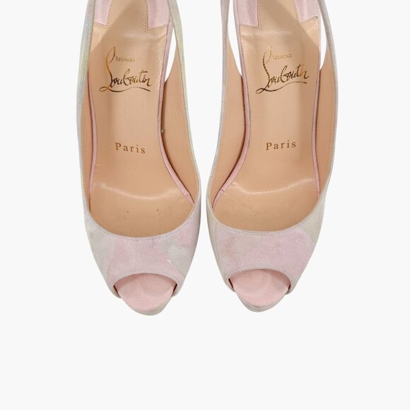 Christian Louboutin Platform Slingback Heels Pink Suede Size 36.5 US 6.5 Peep - Picture 3 of 15